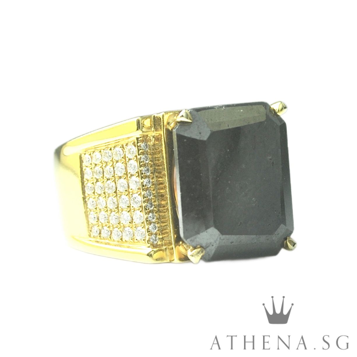 18K YG BLACK DIAMOND RING BD1-12.35CTS D78-0.90CTS 18.20G (SIZE 17) (WITH NGI CERT) ($5,988.00 NETT) - Image 4