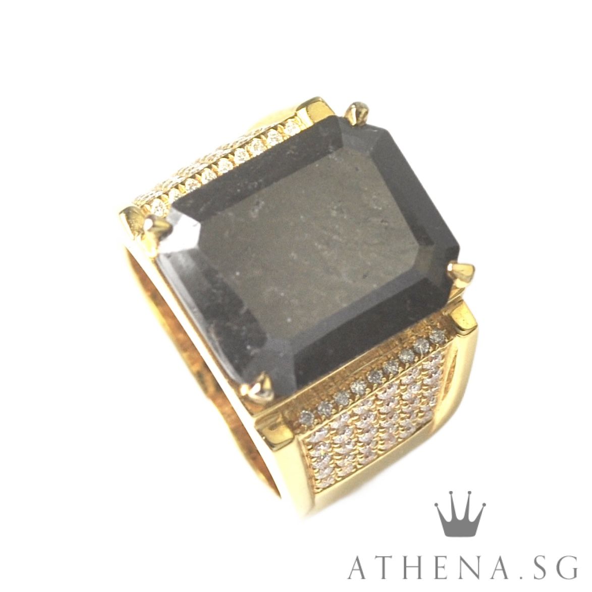 18K YG BLACK DIAMOND RING BD1-12.35CTS D78-0.90CTS 18.20G (SIZE 17) (WITH NGI CERT) ($5,988.00 NETT) - Image 6