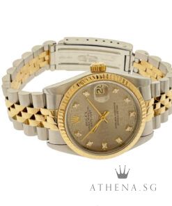 Alternative view of ROLEX 18K HALF YELLOW GOLD MID SIZE OYSTER PERPETUAL DATEJUST "W" SERIES "GREY JUBILEE DIAMOND DIAL" (WATCH ONLY) 68273