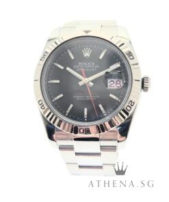 ROLEX MENS OYSTER PERPETUAL DATEJUST TURN-O-GRAPH 36MM "D" SERIES "BLACK INDEX DIAL" (WATCH ONLY) 116264