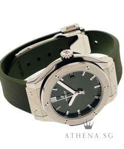 Alternative view of UNWORN!! HUBLOT CLASSIC FUSION QUARTZ WATCH 33MM "GREEN INDEX DIAL" WITH BOX & CERT DATED (06/2025) REF 581.NX.8970.RX