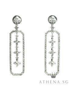 18K WG RECTANGULAR DESIGN EARSTUD WITH DIAMOND D158-1.30CTS 5.19G [NETT $1,198.00]