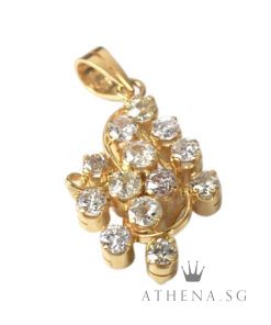 20K YG GRAPE DESIGN PENDANT WITH DIAMOND D13-1.30CTS 3.04G [NETT $988.00]