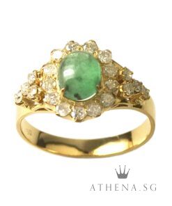 Alternative view of 18K YG EMERALD RING WITH DIAMOND D21-0.42CTS 3.72G (SIZE 15.5) [NETT $988.00]