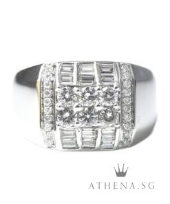 18K W/G FANCY DESIGN DIAMOND RING D26-0.56CTS TD12-0.36CTS 7.09G (SIZE 16)