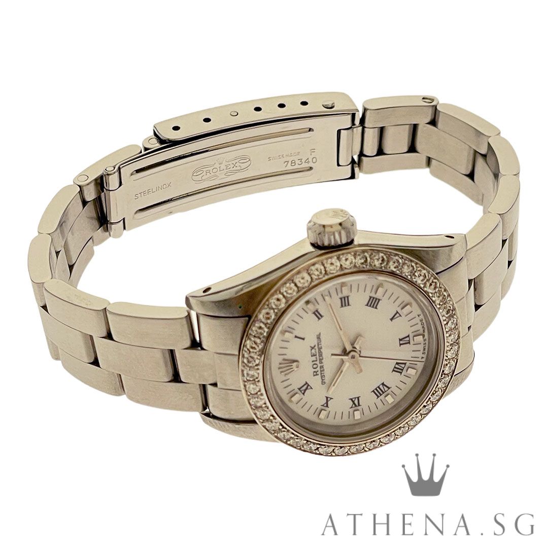 ROLEX LADIES OYSTER PERPETUAL 24MM "8 MILLION" SERIES "WHITE ROMAN DIAL" (WATCH ONLY) 67180 - Image 2