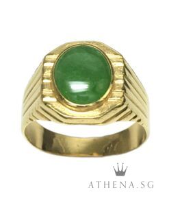 Alternative view of 916 YG OVAL DESIGN JADE RING 7.07G (SIZE 22) [NETT $1,488.00]