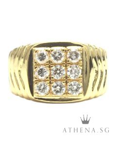 20K YG MENS SIZE DIAMOND RING D9-0.45CTS 9.56G (SIZE 16) [NETT $2,188.00]