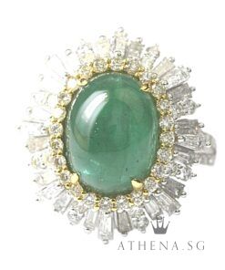 18K WG EMERALD RING WITH DIAMOND 6.24G D88-1.8CTS E1-5.68CTS (SIZE 15) (WITH CERT) [NETT $5,388.00]