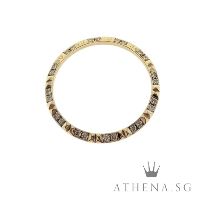 18K YELLOW GOLD PINEAPPLE DESIGN DIAMOND WATCH BEZEL 3.01G 26MM