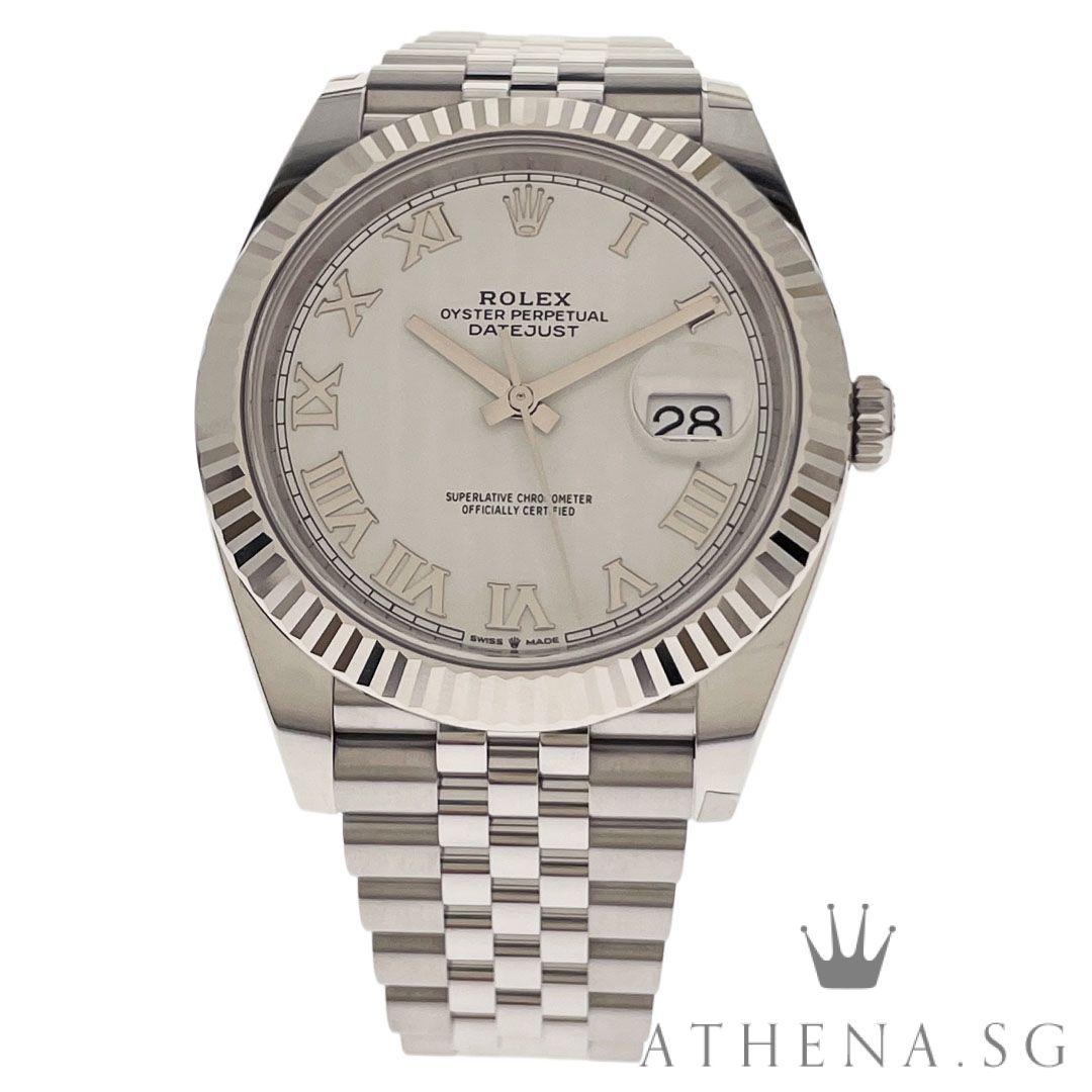 UNWORN!! ROLEX MENS OYSTER PERPETUAL DATEJUST 41 "AN" SERIES "WHITE ROMAN DIAL" WITH BOX & CERT DATED (09/2025) (STILL UNDER AGENT WARRANTY) 126334