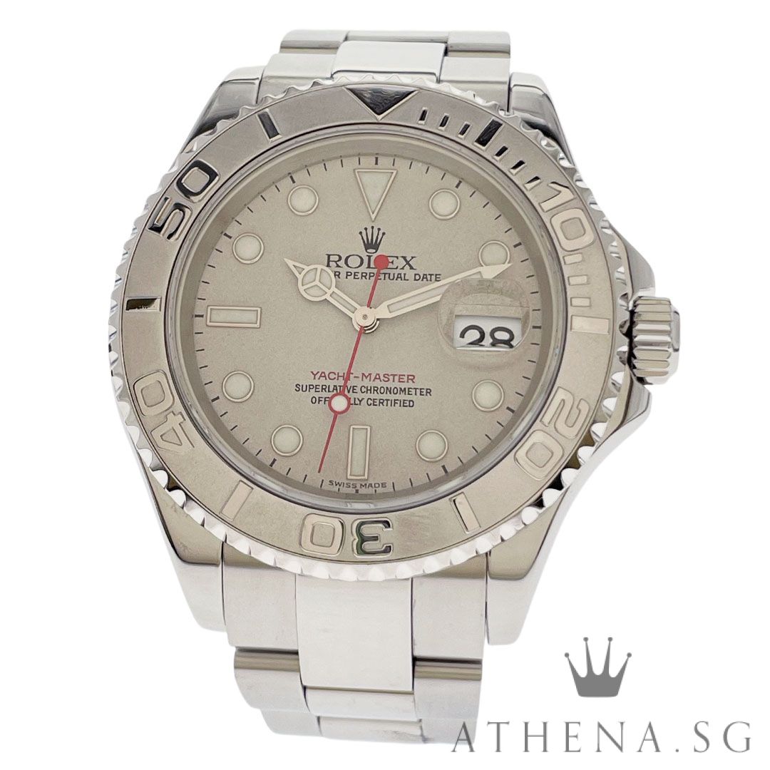 ROLEX ROLESIUM OYSTER PERPETUAL DATE YACHT MASTER 40MM "Y" SERIES "PLATINIUM DIAL" WITH BOX & CERT (UNDATED) 16622