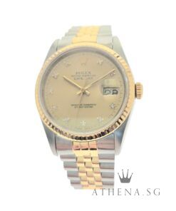 ROLEX 18K HALF GOLD OYSTER PERPETUAL DATEJUST 36 "E" SERIES "CHAMPAGNE DIAMOND DIAL" 16233 (WATCH ONLY)
