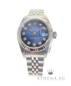 ROLEX LADIES OYSTER PERPETUAL DATEJUST 26MM "K" SERIES "BLUE VIGNETTE DIAMOND DIAL" WITH BOX & CERT DATED (07/2002) 79174