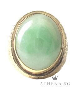 20K YG JADE RING 15.95G (SIZE 15.5) ($2,188.00 NETT)