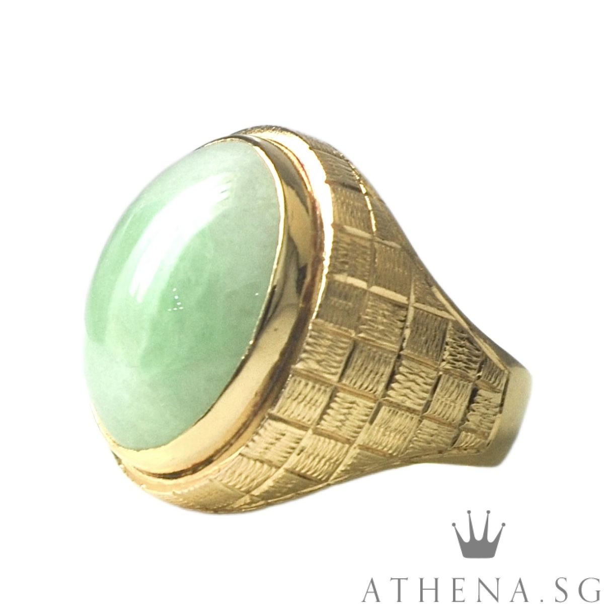 20K YG JADE RING 15.95G (SIZE 15.5) ($2,188.00 NETT) - Image 2