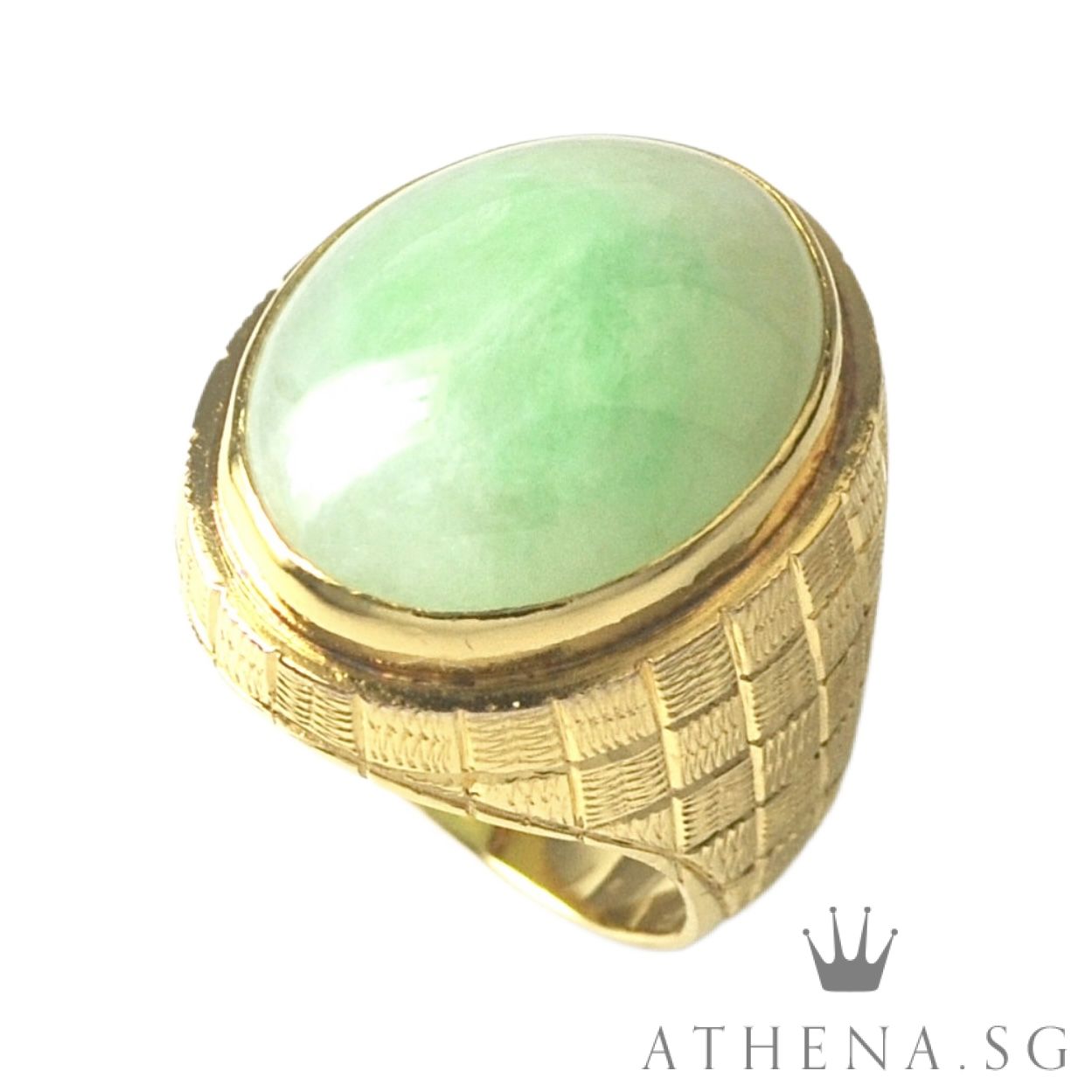 20K YG JADE RING 15.95G (SIZE 15.5) ($2,188.00 NETT) - Image 6