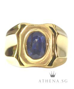 835 YG BLUE SAPPHIRE RING 8.44G [CERT] (SIZE 17.5) [NETT $1,888.00]