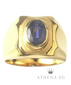 Alternative view of 835 YG BLUE SAPPHIRE RING 8.44G [CERT] (SIZE 17.5) [NETT $1,888.00]