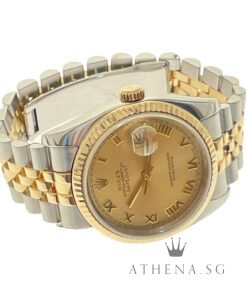 Alternative view of ROLEX 18K HALF YELLOW GOLD OYSTER PERPETUAL MENS DATEJUST 36MM "D" SERIES "CHAMPAGNE ROMAN DIAL" (WATCH ONLY) 116233