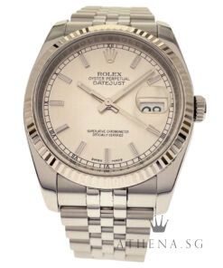 ROLEX OYSTER PERPETUAL MENS SIZE DATEJUST 36 "SILVER INDEX DIAL" "Z" SERIES WITH BOX & CERT DATED (08/2007) 116234