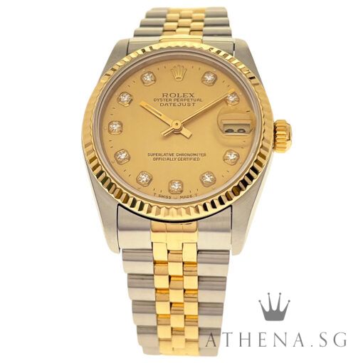 ROLEX 18K HALF YELLOW GOLD OYSTER PERPETUAL MID SIZE 31MM DATEJUST "S" SERIES "CHAMPAGNE DIAMOND DIAL" (WATCH ONLY) 68273