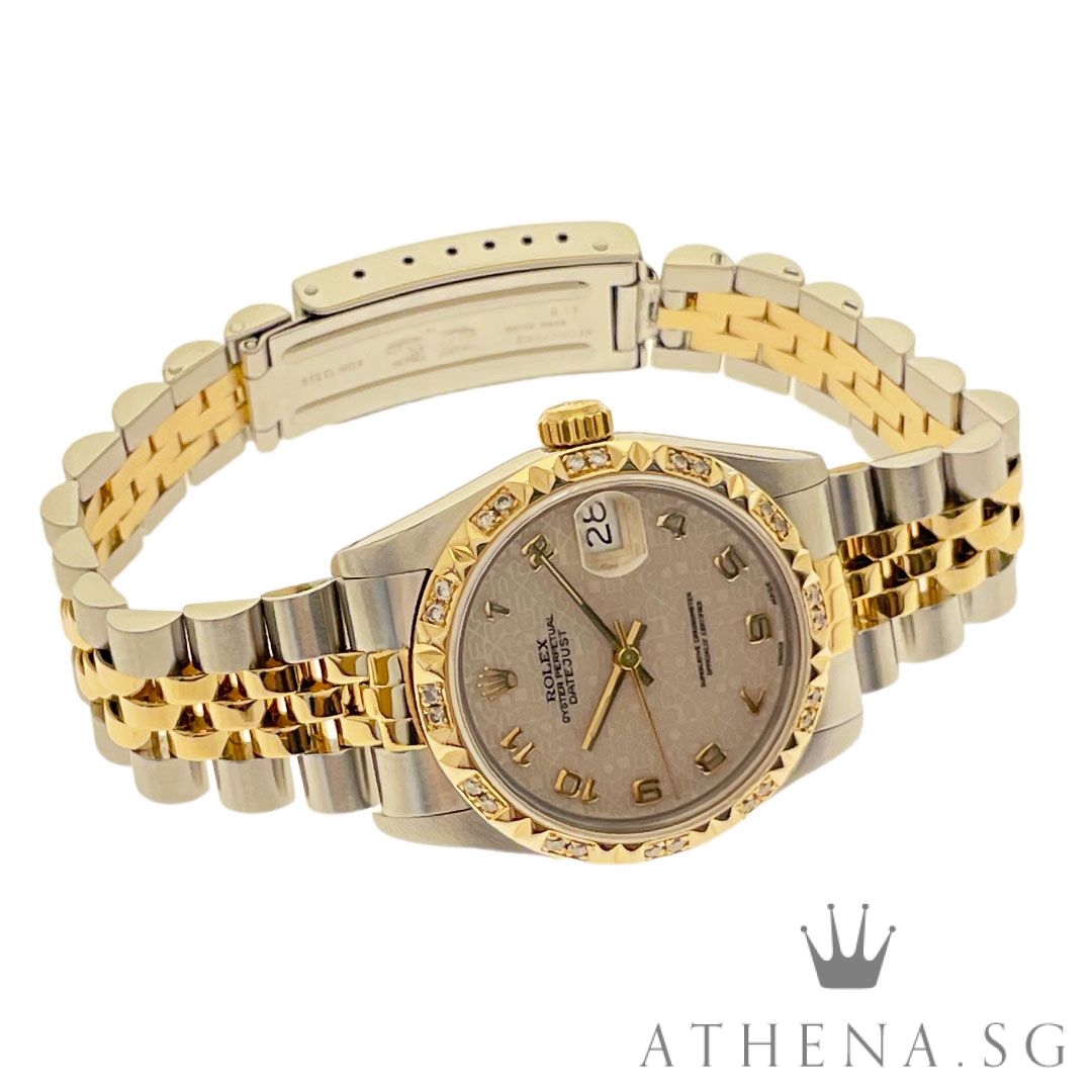 ROLEX 18K HALF YELLOW GOLD OYSTER PERPETUAL MID SIZE 31MM DATEJUST "N" SERIES "COMPUTER NUMERAL DIAL" (WATCH ONLY) 68273 - Image 2