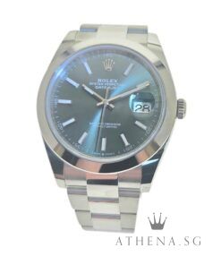 UNWORN!! ROLEX MENS OYSTER PERPETUAL DATEJUST 41 "AN" SERIES "MINT GREEN INDEX DIAL" WITH BOX & CERT DATED (10/2025) (STILL UNDER AGENT WARRANTY) 126300