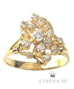 Alternative view of 18K YG ANTIQUE DESIGN DIAMOND RING D15-0.40CTS 3.17G (SIZE 14.5) [NETT $798.00]