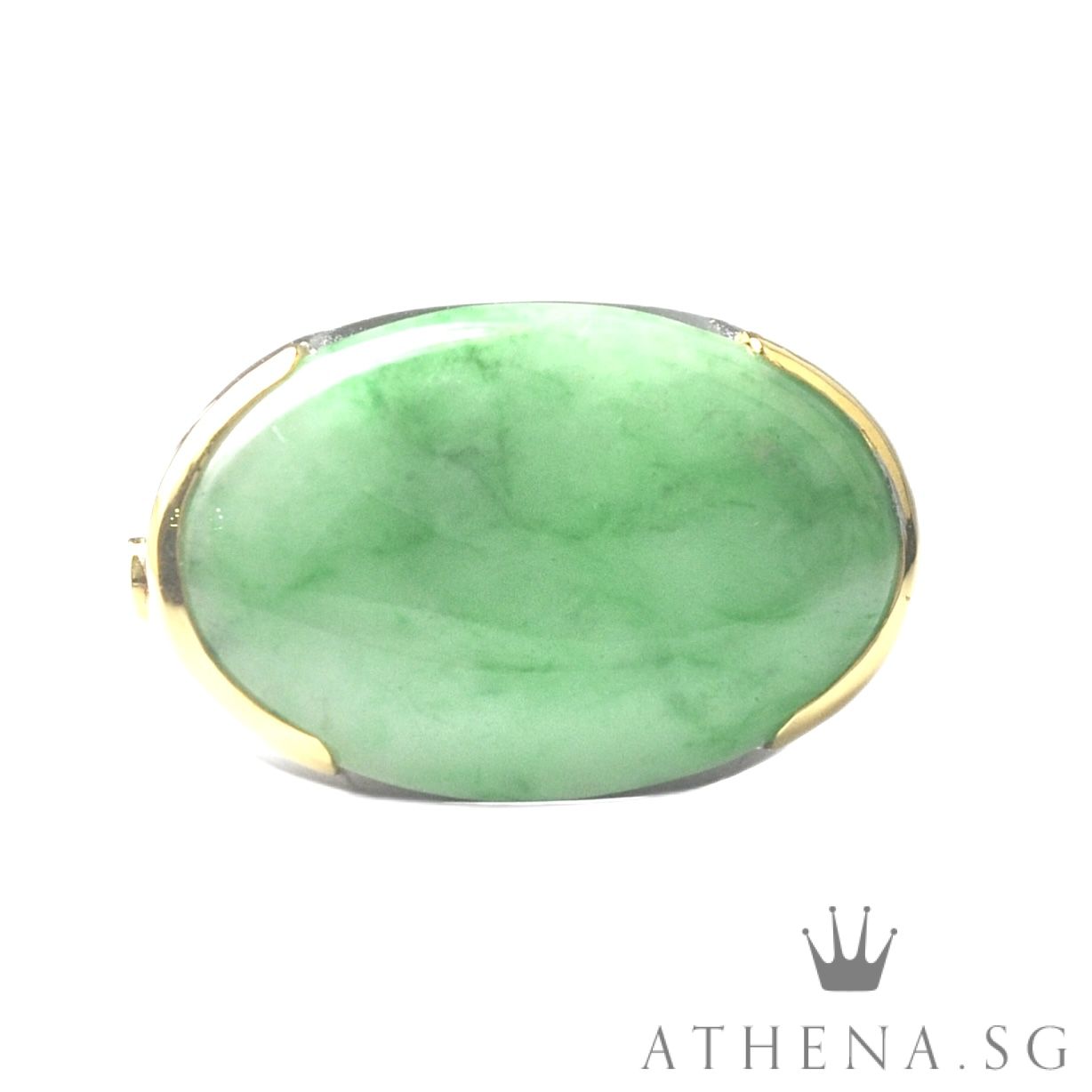 TYPE "A" 18K WG NATURAL JADE RING WITH DIAMOND D2-0.04CTS 12.97G (WITH CERT) (SIZE 22.5) - Image 2