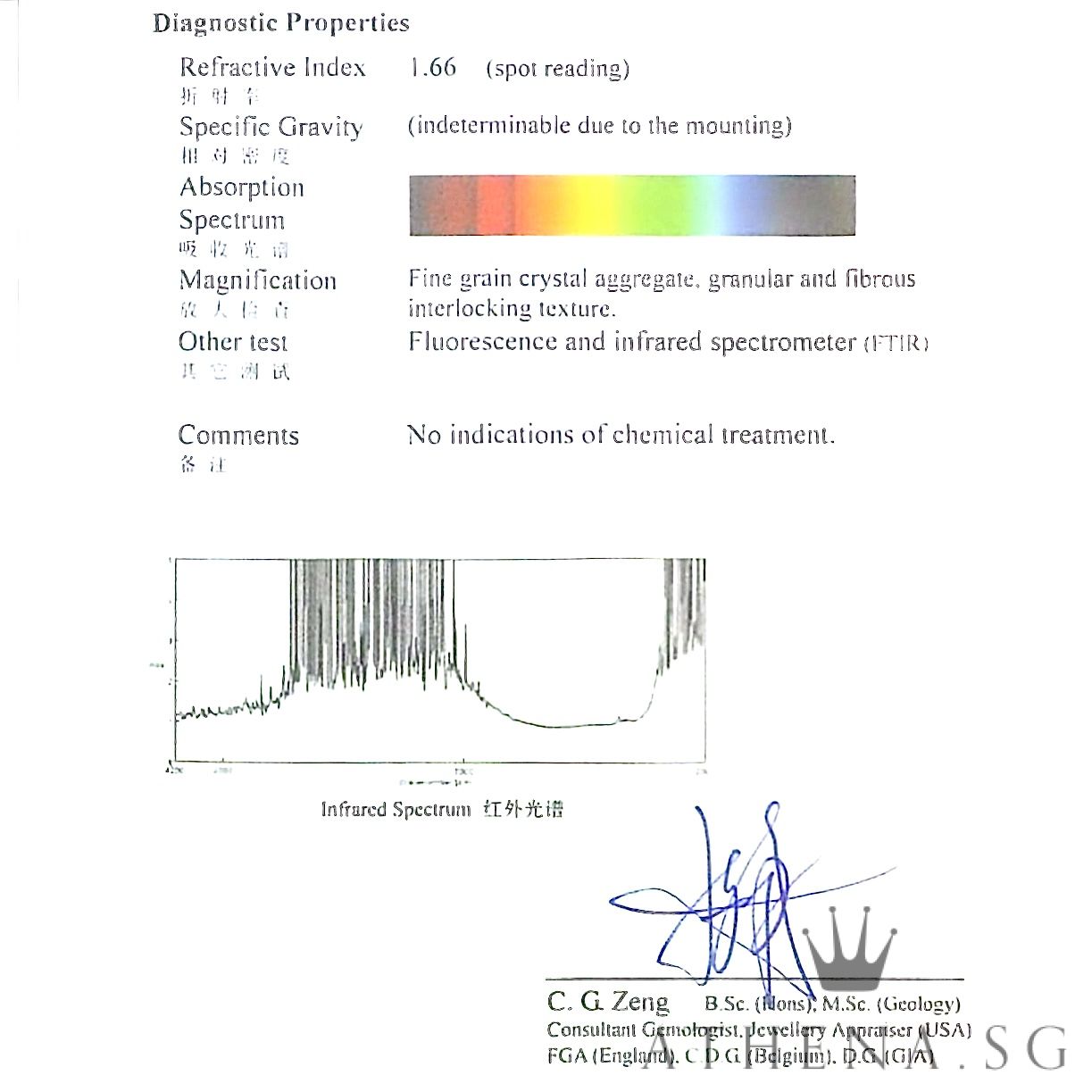 TYPE "A" 18K WG NATURAL JADE RING WITH DIAMOND D2-0.04CTS 12.97G (WITH CERT) (SIZE 22.5) - Image 8