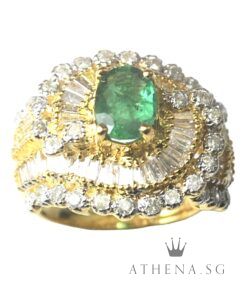 Alternative view of 18K YG EMERALD RING WITH DIAMOND D-1.79CTS 11.02G (SIZE 16) (WITH CERT) [NETT $2,988.00]
