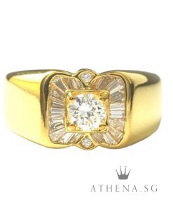 20K YG DIAMOND RING D1-0.35CTS D2-0.04CTS TD20-0.40CTS 8.27G (SIZE 17) [NETT $2,588.00]