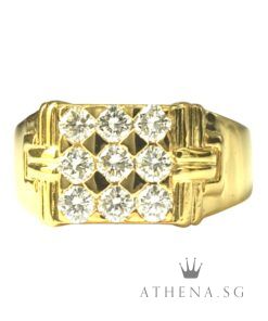 20K YG DIAMOND RING D9-1.08CTS 8.92G (SIZE 24) [NETT $2,788.00]