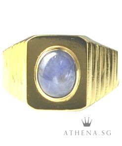 20K YG BLUE SAPPHIRE RING 7.69G (SIZE 18.5) [CERT] [NETT $1,988.00]