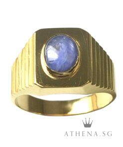 Alternative view of 20K YG BLUE SAPPHIRE RING 7.69G (SIZE 18.5) [CERT] [NETT $1,988.00]