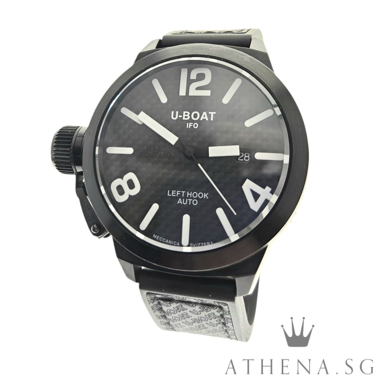 U-BOAT CLASSICO 53MM AUTOMATIC "BLACK DIAL" WITH BOX & CERT (UNDATED) 4553-AB-AS-A925