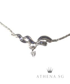 Alternative view of 18K WG BLUE SAPPHIRE NECKLACE WITH DIAMOND D1-0.13CTS D3-0.03CTS 7.23G [NETT $1,388.00]