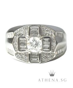 18K WG MAN DIAMOND RING D1--0.50CTS TD37-0.60CTS 9.37G (SIZE 18) [NETT $2,188.00]