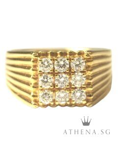 20K YG DIAMOND RING D9-0.45CTS 8.66G [SIZE 17] [NETT $1,788.00]
