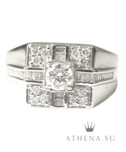 18K WG DIAMOND RING D1-0.408CTS TD27-0.27CTS D12-0.24CTS 7.40G (SIZE 18) [NETT $2,090.00]