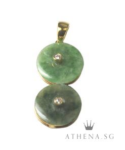 20K YG YU KOU JADE PENDANT WITH ZIRCONIA 2.50G [NETT $498.00]