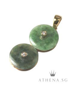 Alternative view of 20K YG YU KOU JADE PENDANT WITH ZIRCONIA 2.50G [NETT $498.00]