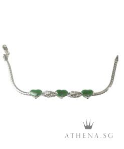 18K WG HEART SHAPE JADE BRACELET WITH DIAMOND 6.05G (LENGTH 15CM) [NETT $1,088.00]