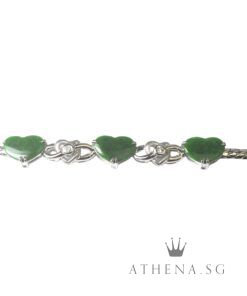 Alternative view of 18K WG HEART SHAPE JADE BRACELET WITH DIAMOND 6.05G (LENGTH 15CM) [NETT $1,088.00]