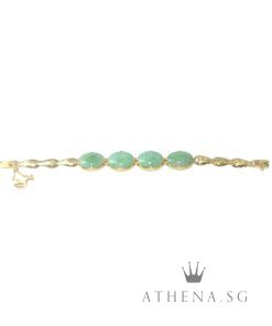 20K YG JADE BRACELET 14.40G  (WITH NGI CERT) (LENGTH 14.5CM) [NETT $2,288.00]