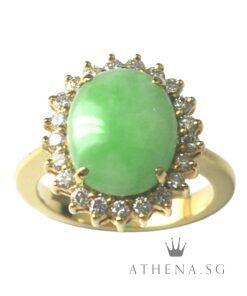 Alternative view of 18K YG JADE RING WITH DIAMOND D22-0.44CTS 6.84G (SIZE 11.5) [NETT $1,488.00]