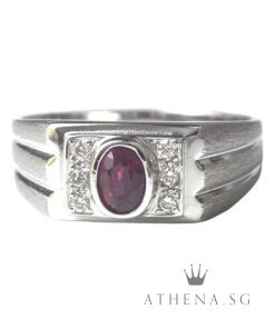 18K WG RUBY RING WITH DIAMOND D6-0.10CTS 5.06G (SIZE 18) [NETT $998.00]