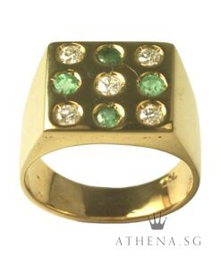 Alternative view of 18K DIAMOND WITH EMERALD 6.31G [SIZE 15] [NETT $1,298.00]