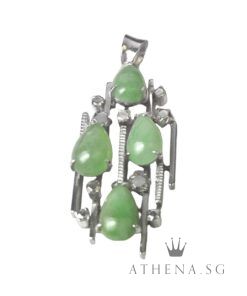 18K WG ANTIQUE DESIGN JADE PENDANT 4.10G [NETT $788.00]